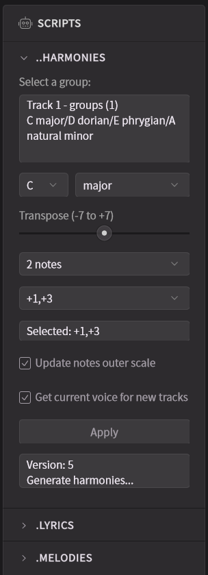 Harmony Panel Script